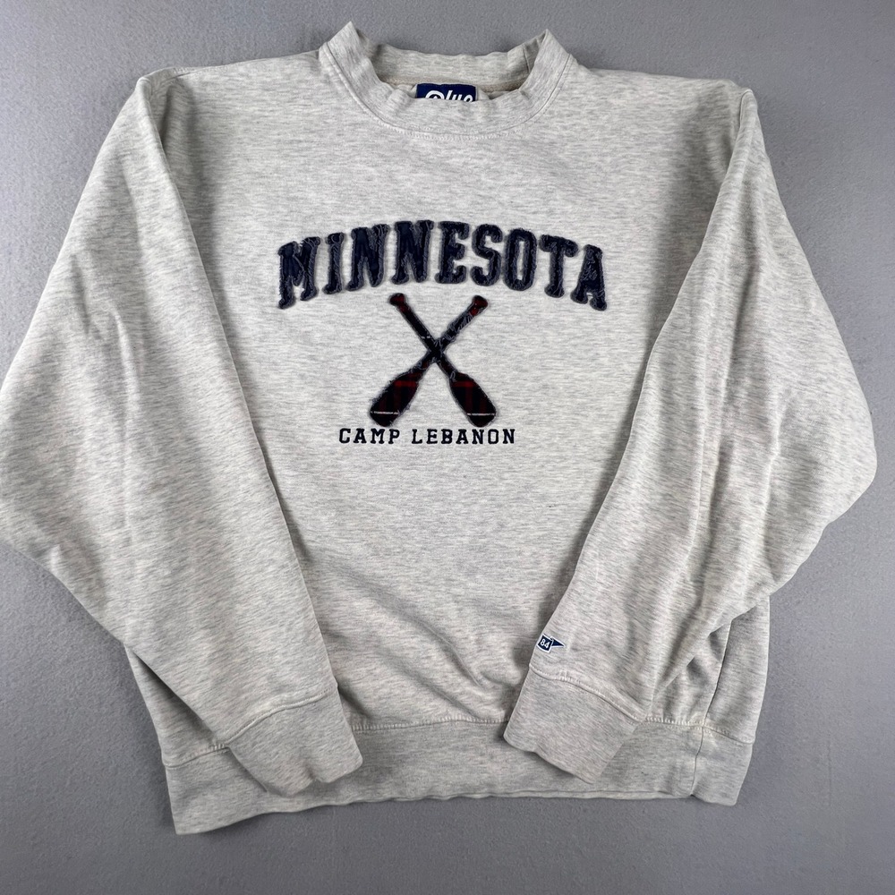 Blue 84 Sweatshirt Mens Large Minnesota Camp Lebanon Plaid Applique Gorpcore
